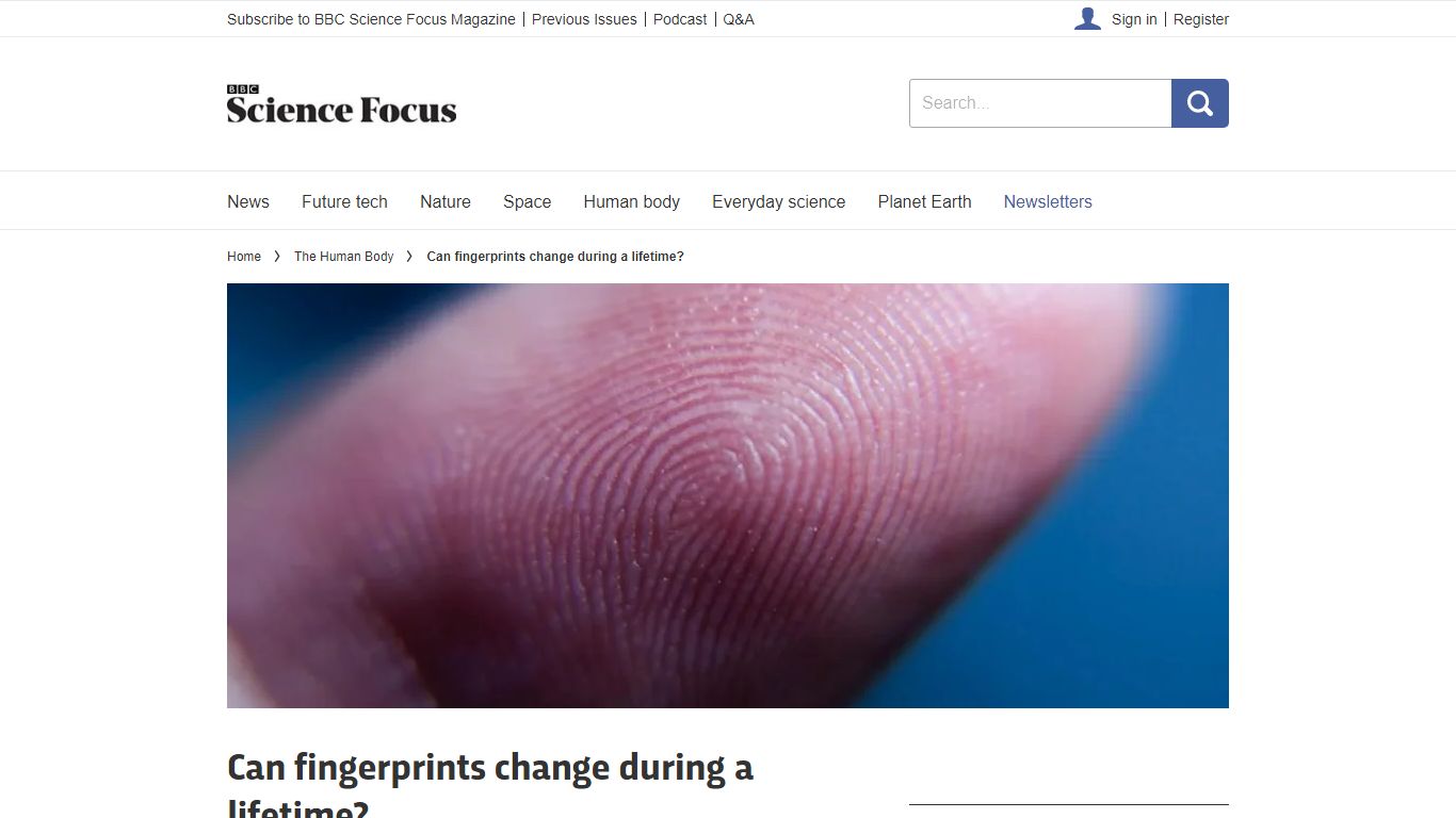 Can fingerprints change during a lifetime? - BBC Science Focus Magazine