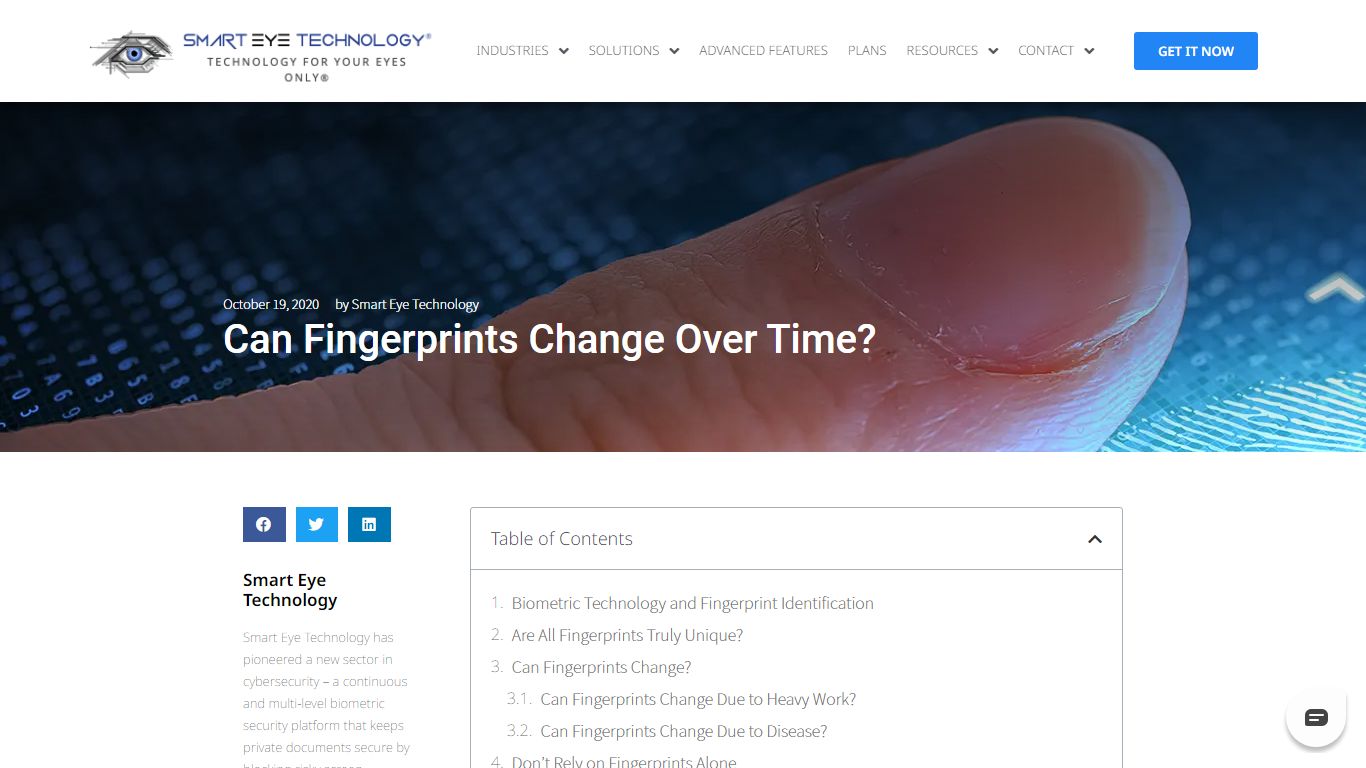 Can Fingerprints Change Over Time? - Smart Eye Technology